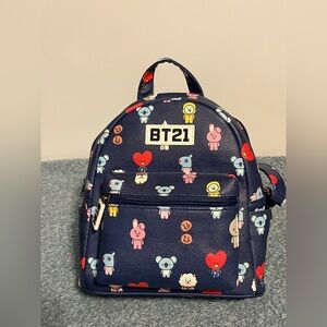 BT 21  Backpack - Navy with Colorful Characters